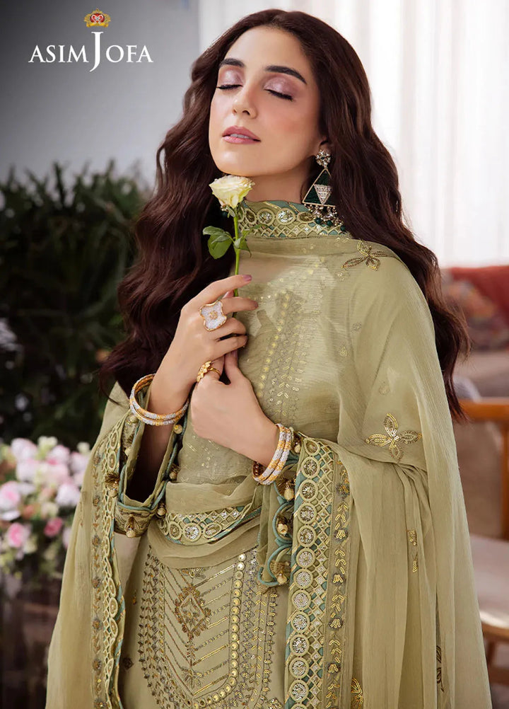 Uraan By Asim Jofa Embroidered Lawn Suit Unstitched 3 Piece AJ24U AJUR-11 - Summer Collection