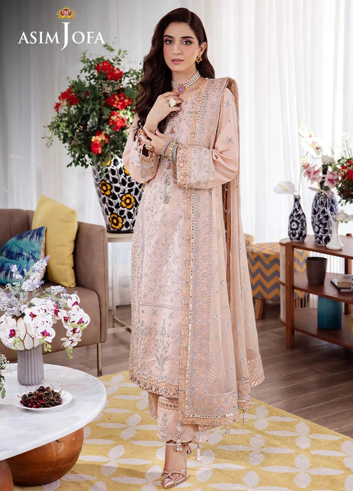 Uraan By Asim Jofa Embroidered Lawn Suit Unstitched 3 Piece AJ24U AJUR-12 - Summer Collection