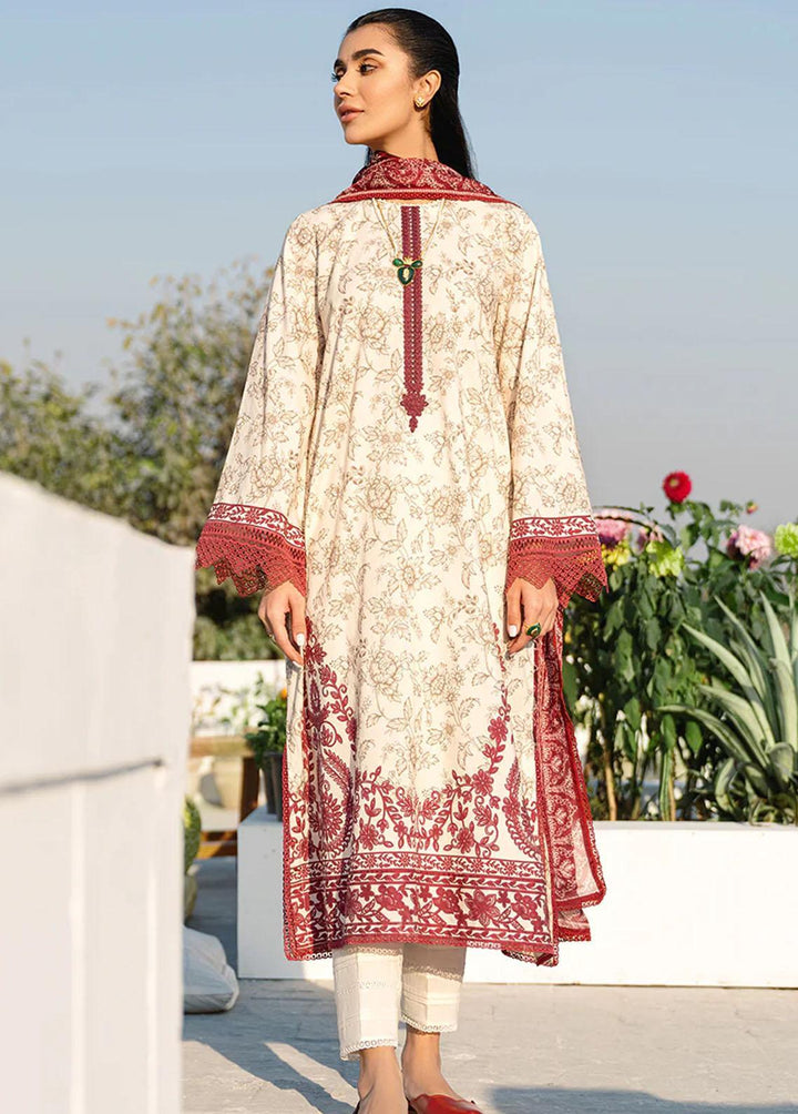 Uraan By Cross Stitch Embroidered Lawn Suits Unstitched 3 Piece CS23U Alabaster Tint - Premium Collection