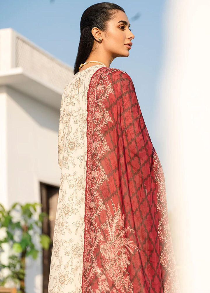 Uraan By Cross Stitch Embroidered Lawn Suits Unstitched 3 Piece CS23U Alabaster Tint - Premium Collection