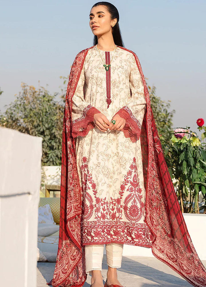 Uraan By Cross Stitch Embroidered Lawn Suits Unstitched 3 Piece CS23U Alabaster Tint - Premium Collection
