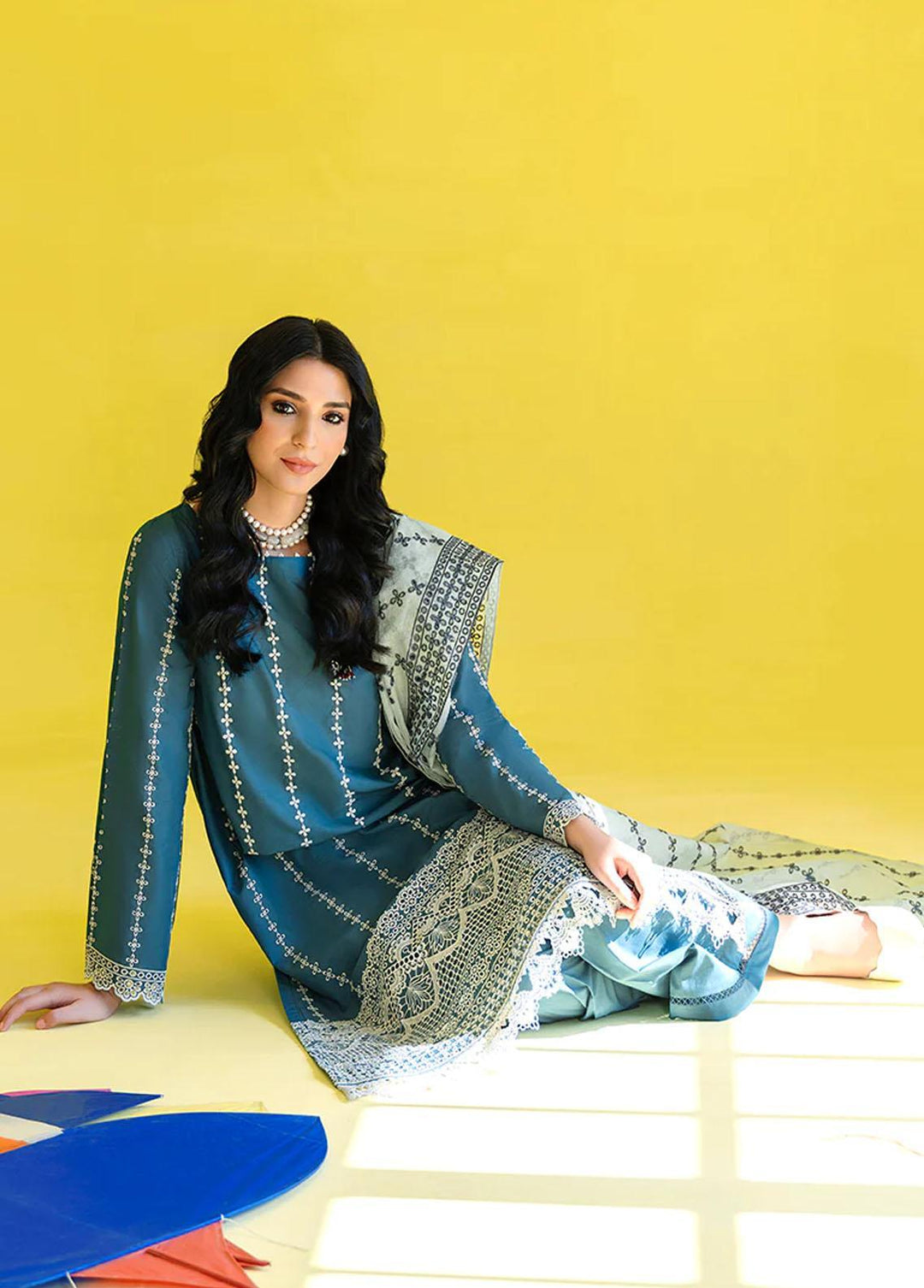 Uraan By Cross Stitch Embroidered Lawn Suits Unstitched 3 Piece CS23U Beryl Grace - Premium Collection