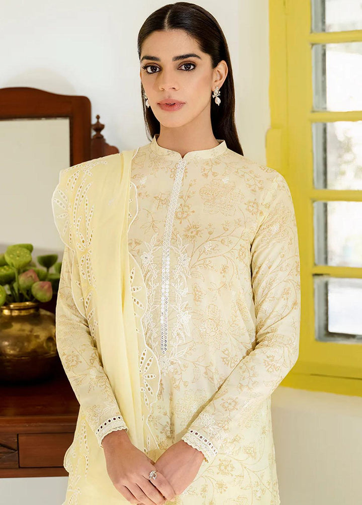 Uraan By Cross Stitch Embroidered Lawn Suits Unstitched 3 Piece CS23U Blaze Lime - Premium Collection