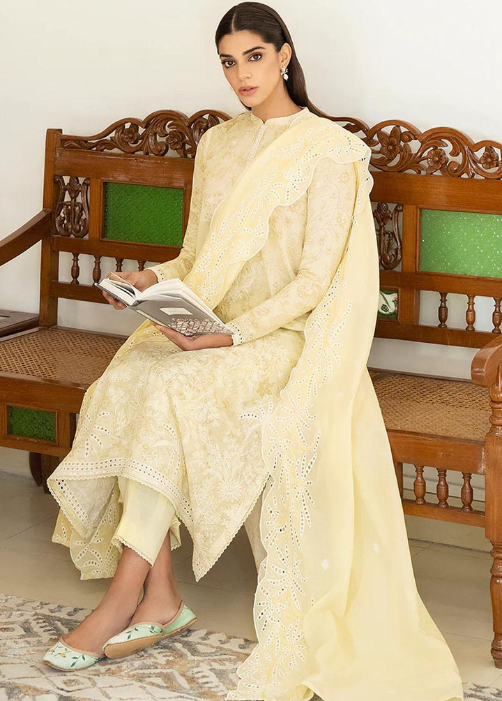 Uraan By Cross Stitch Embroidered Lawn Suits Unstitched 3 Piece CS23U Blaze Lime - Premium Collection