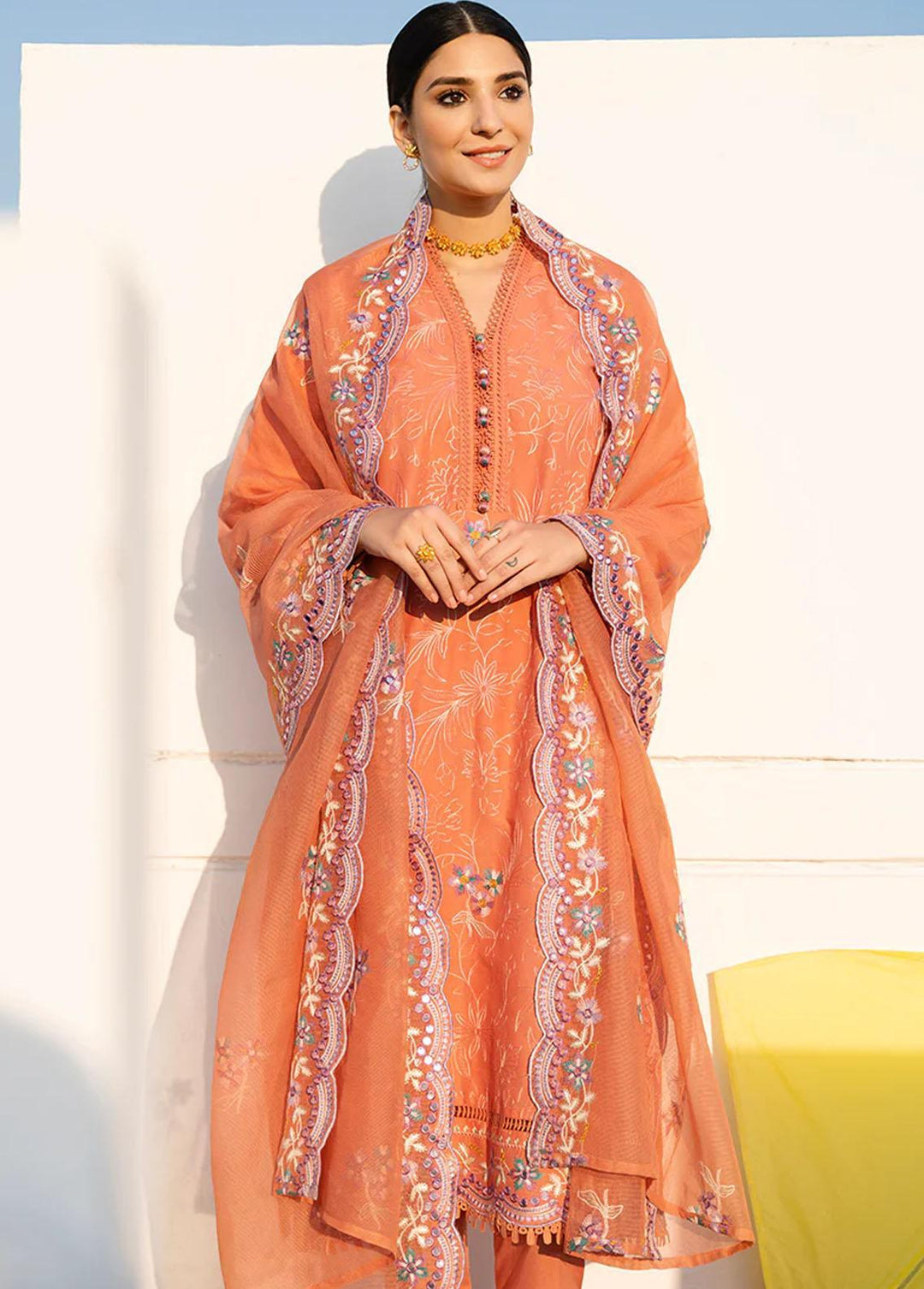 Uraan By Cross Stitch Embroidered Lawn Suits Unstitched 3 Piece CS23U Carnelian Scent - Premium Collection