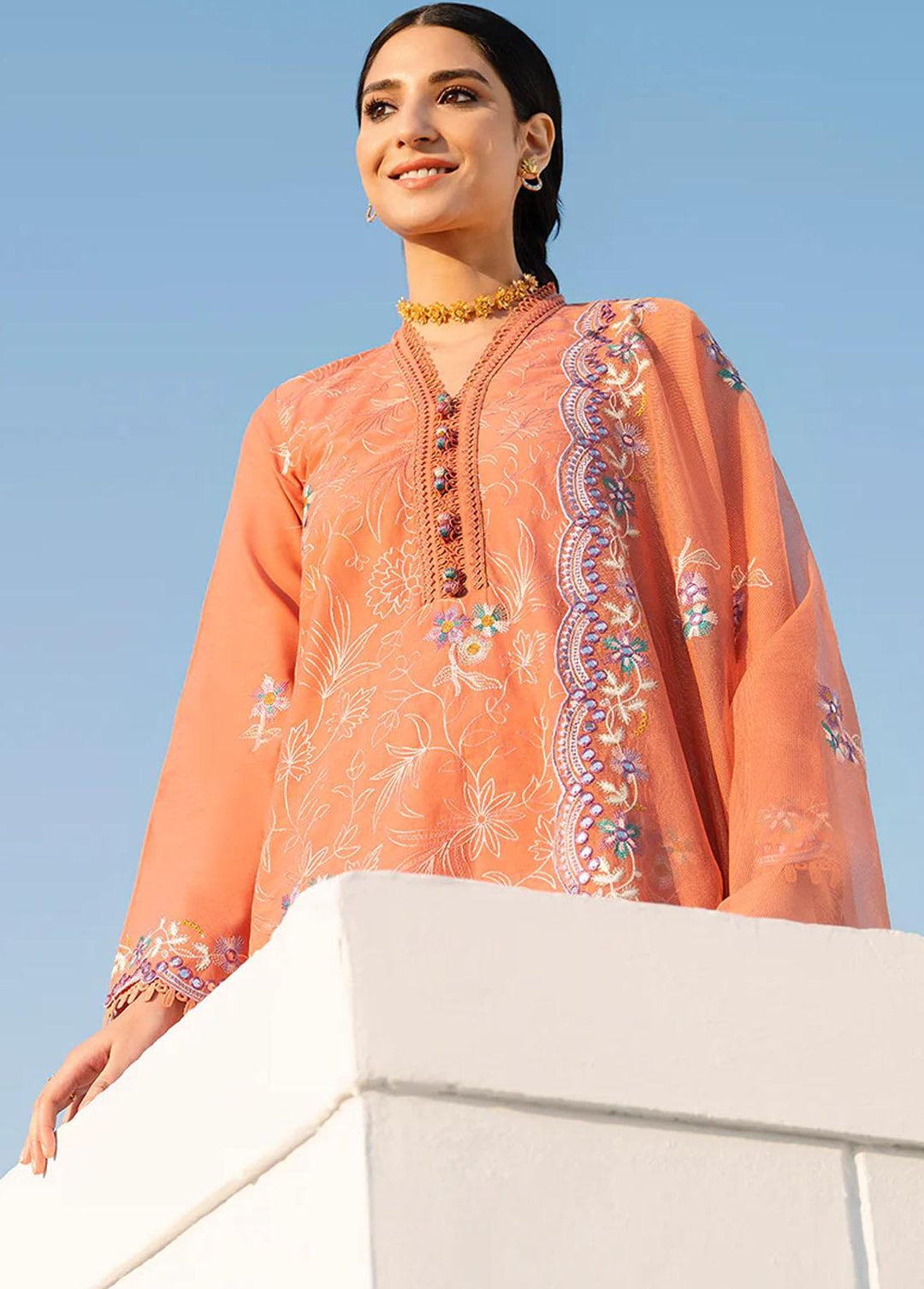 Uraan By Cross Stitch Embroidered Lawn Suits Unstitched 3 Piece CS23U Carnelian Scent - Premium Collection