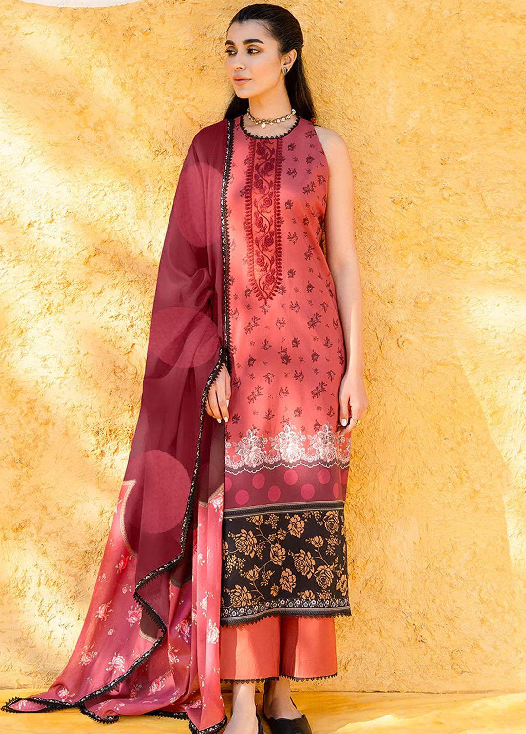 Uraan By Cross Stitch Embroidered Lawn Suits Unstitched 3 Piece CS23U Dazzling Moon - Premium Collection