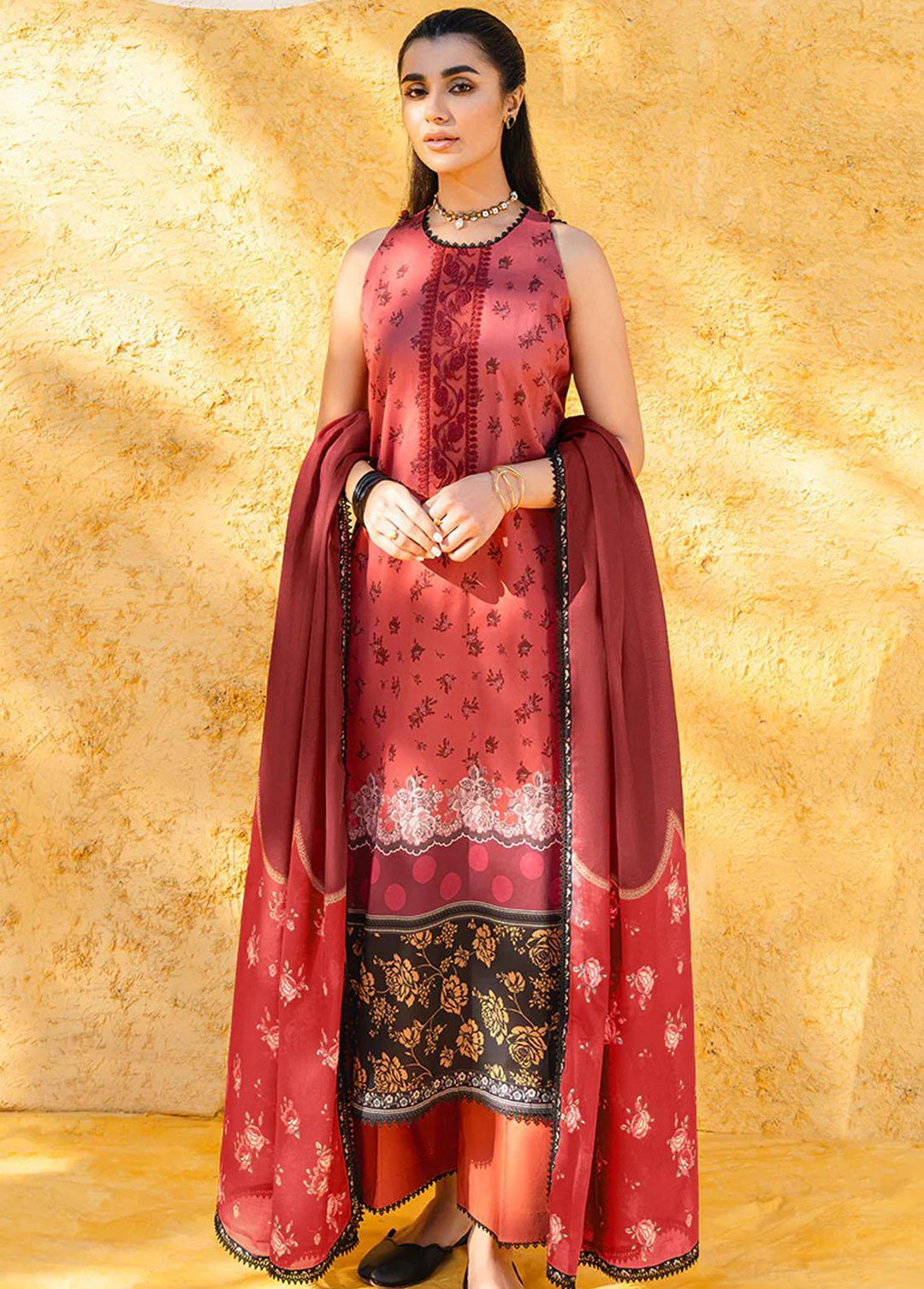 Uraan By Cross Stitch Embroidered Lawn Suits Unstitched 3 Piece CS23U Dazzling Moon - Premium Collection