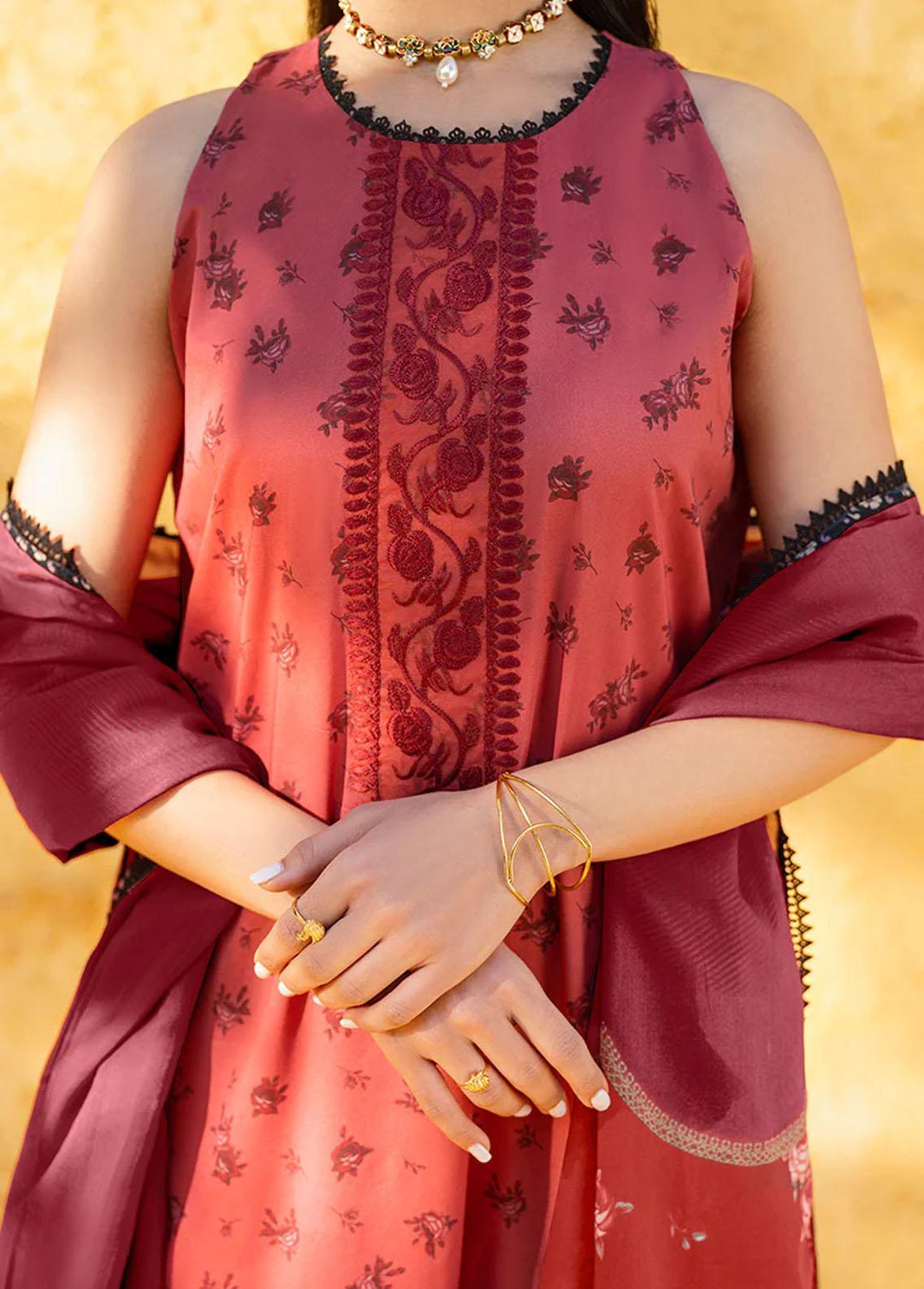 Uraan By Cross Stitch Embroidered Lawn Suits Unstitched 3 Piece CS23U Dazzling Moon - Premium Collection