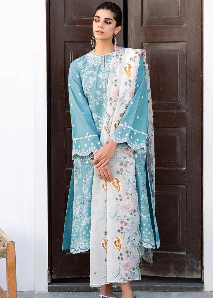 Uraan By Cross Stitch Embroidered Lawn Suits Unstitched 3 Piece CS23U Floral Bliss - Premium Collection