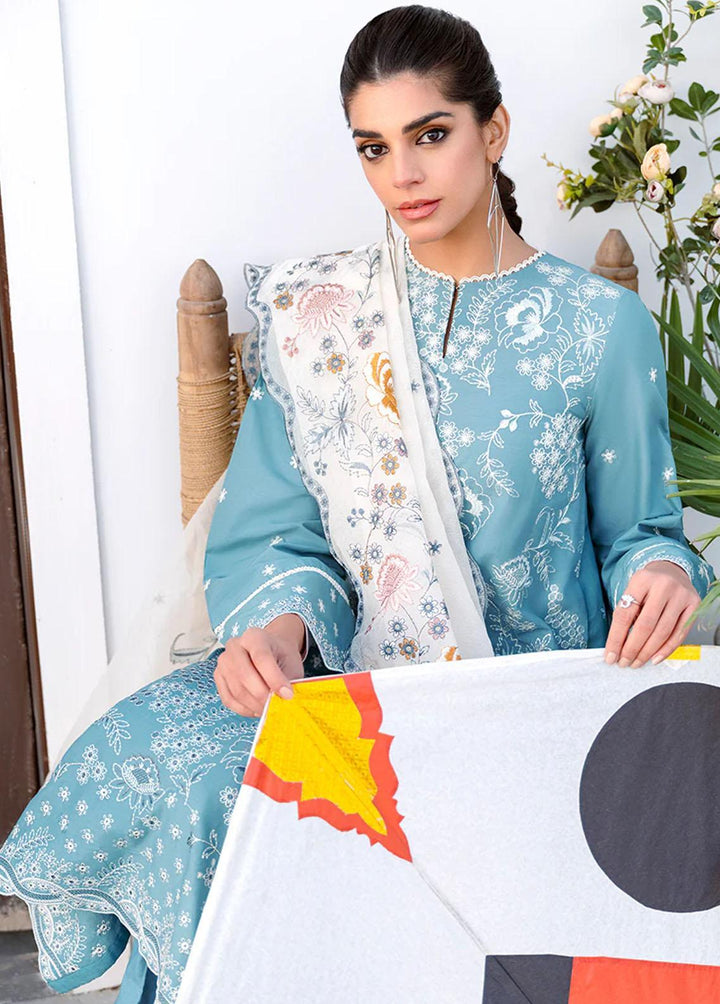 Uraan By Cross Stitch Embroidered Lawn Suits Unstitched 3 Piece CS23U Floral Bliss - Premium Collection