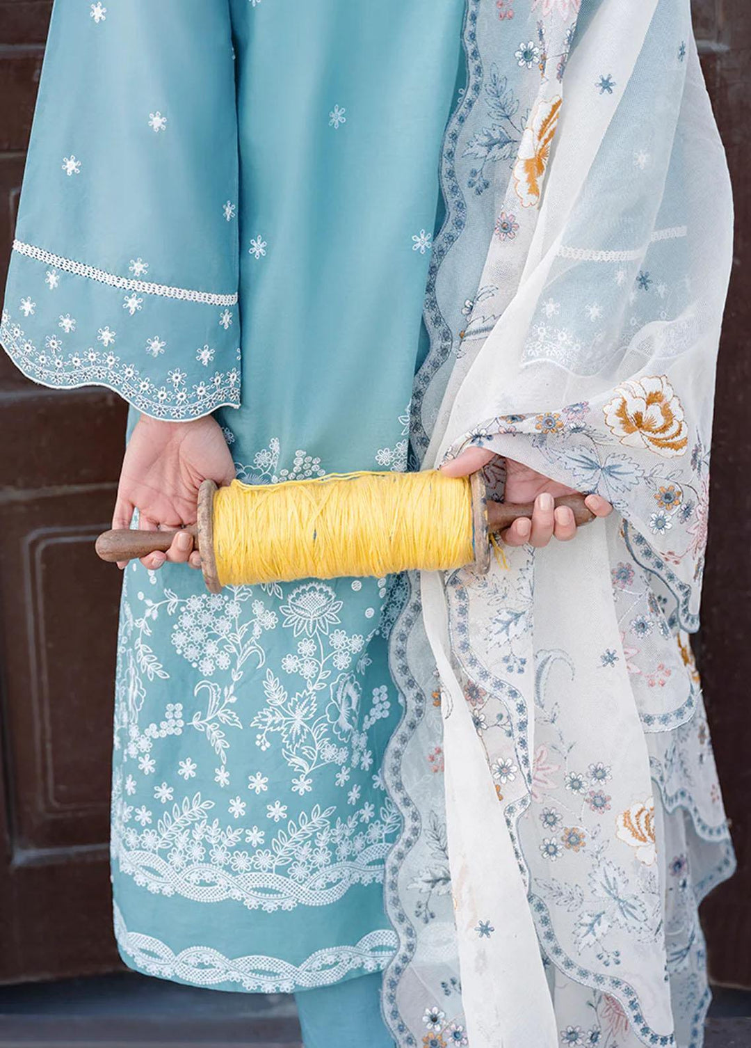 Uraan By Cross Stitch Embroidered Lawn Suits Unstitched 3 Piece CS23U Floral Bliss - Premium Collection