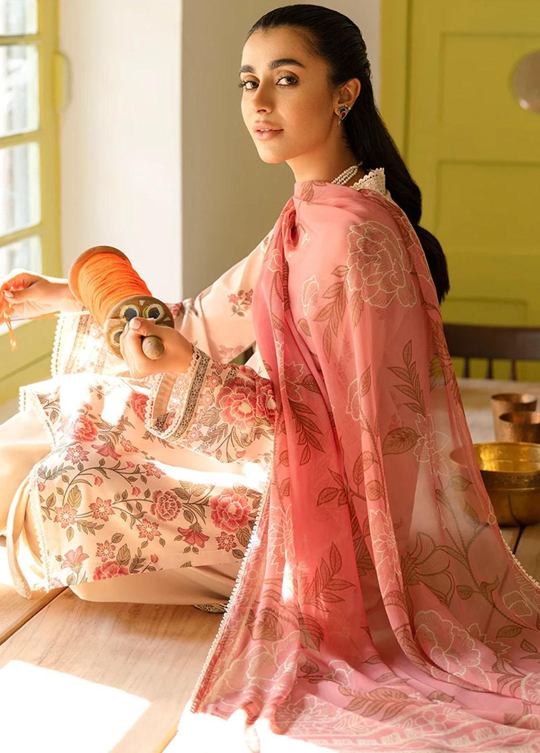 Uraan By Cross Stitch Embroidered Lawn Suits Unstitched 3 Piece CS23U Florid Heaven - Premium Collection