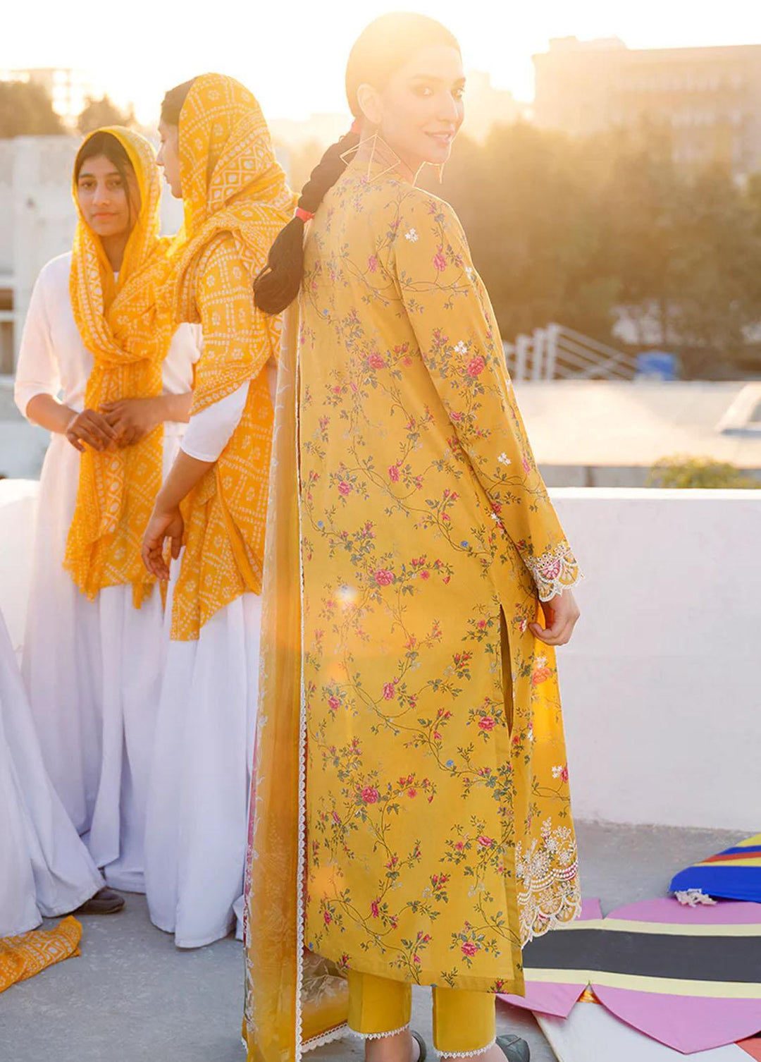 Uraan By Cross Stitch Embroidered Lawn Suits Unstitched 3 Piece CS23U Gold Muse - Premium Collection