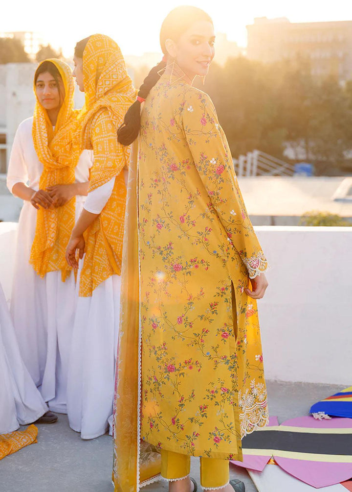 Uraan By Cross Stitch Embroidered Lawn Suits Unstitched 3 Piece CS23U Gold Muse - Premium Collection