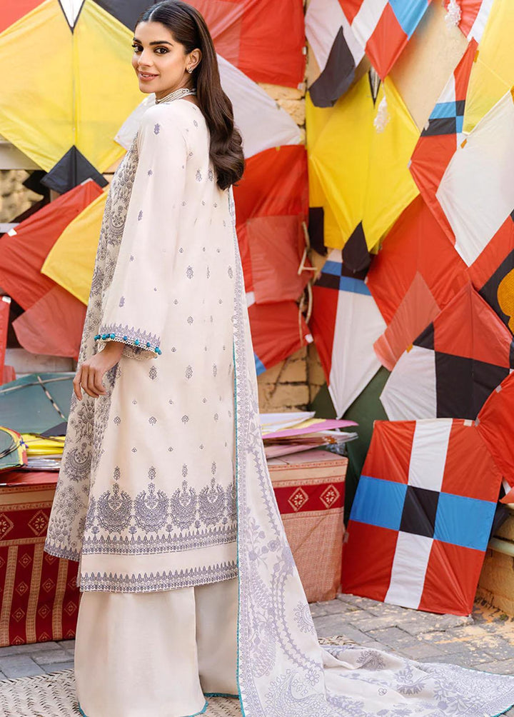 Uraan By Cross Stitch Embroidered Lawn Suits Unstitched 3 Piece CS23U Ivory Glow - Premium Collection