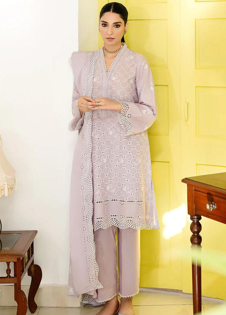 Uraan By Cross Stitch Embroidered Lawn Suits Unstitched 3 Piece CS23U Lavender Bud - Premium Collection