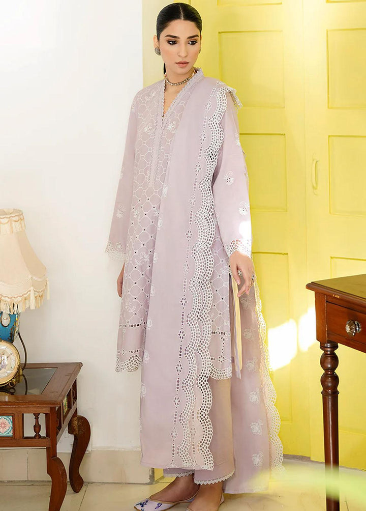 Uraan By Cross Stitch Embroidered Lawn Suits Unstitched 3 Piece CS23U Lavender Bud - Premium Collection