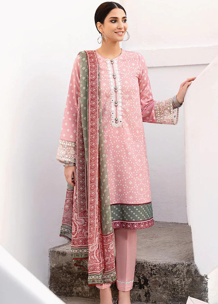 Uraan By Cross Stitch Embroidered Lawn Suits Unstitched 3 Piece CS23U Lush Pink - Premium Collection