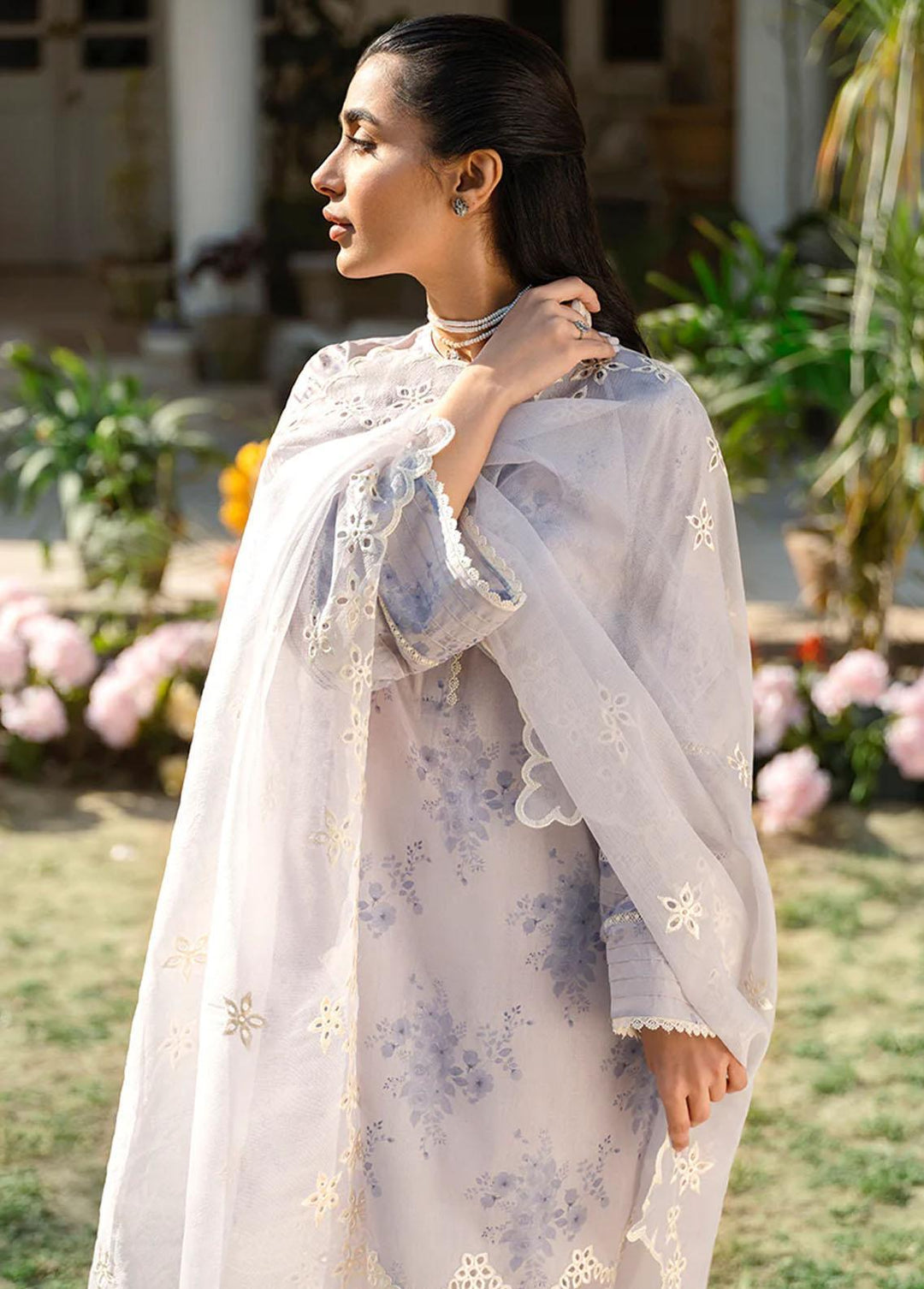 Uraan By Cross Stitch Embroidered Lawn Suits Unstitched 3 Piece CS23U Orchid Ice - Premium Collection