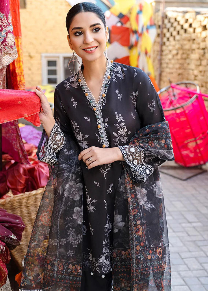 Uraan By Cross Stitch Embroidered Lawn Suits Unstitched 3 Piece CS23U Raven Coal - Premium Collection