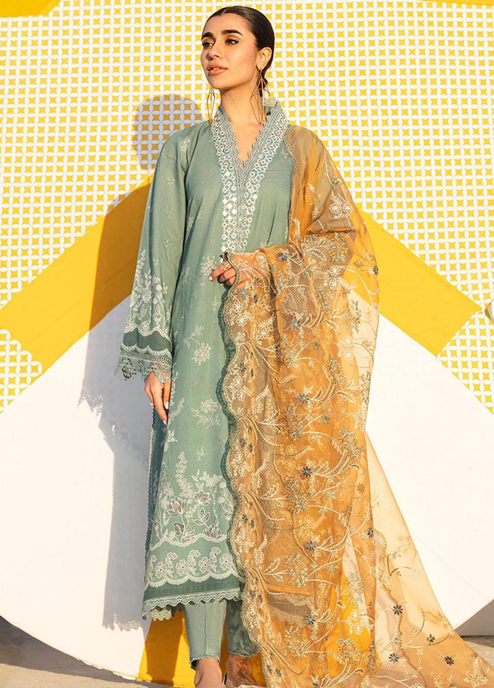Uraan By Cross Stitch Embroidered Lawn Suits Unstitched 3 Piece CS23U Sage Brier - Premium Collection