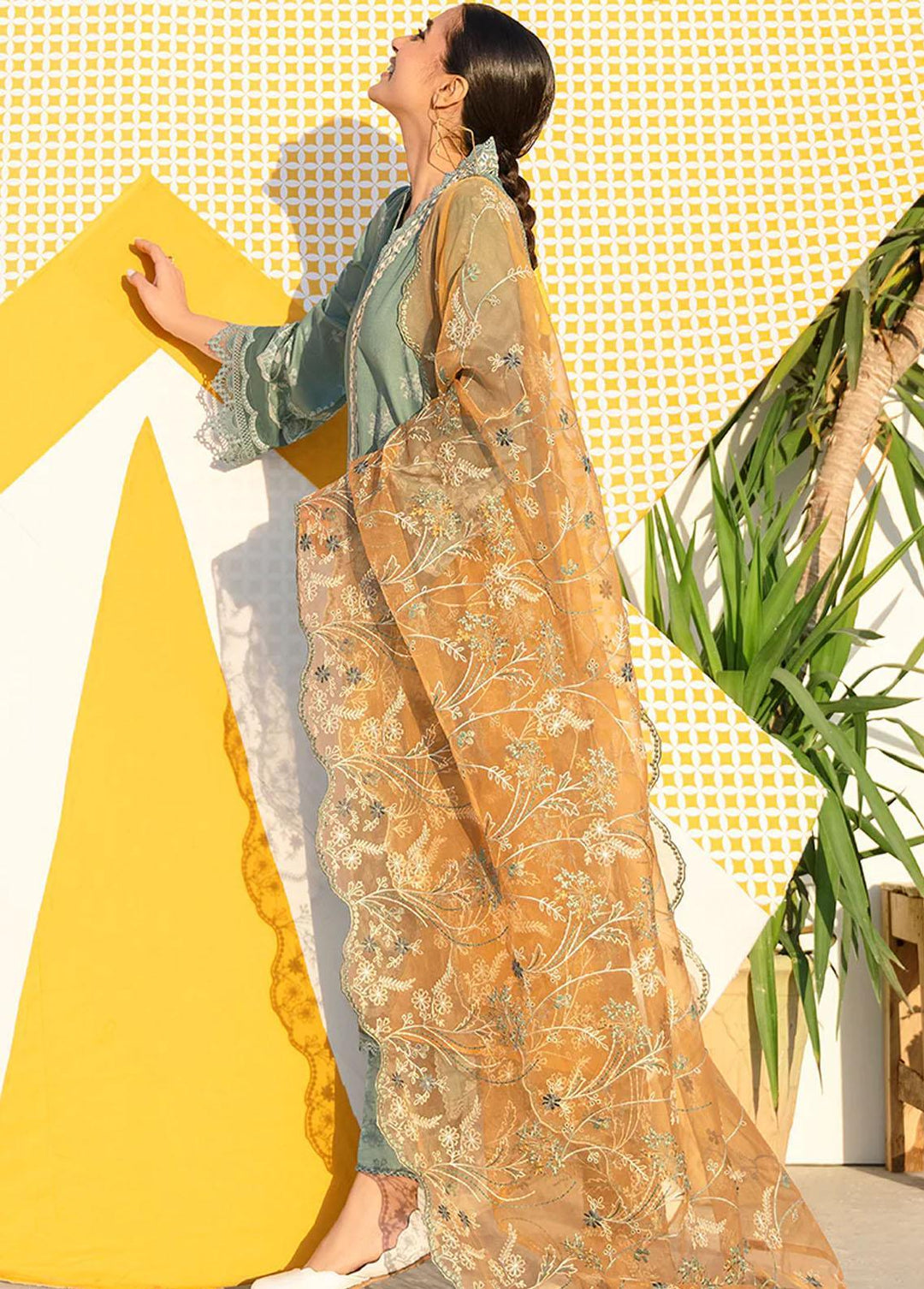 Uraan By Cross Stitch Embroidered Lawn Suits Unstitched 3 Piece CS23U Sage Brier - Premium Collection