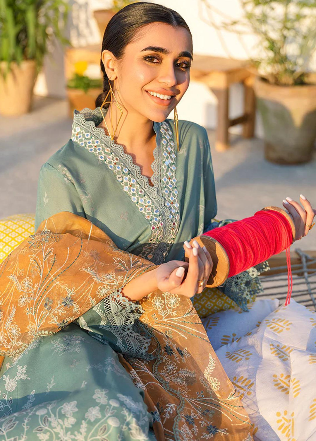 Uraan By Cross Stitch Embroidered Lawn Suits Unstitched 3 Piece CS23U Sage Brier - Premium Collection