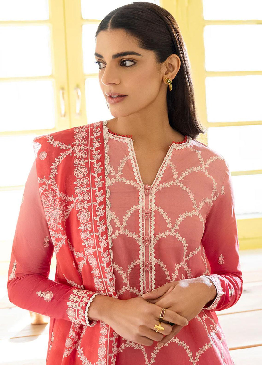 Uraan By Cross Stitch Embroidered Lawn Suits Unstitched 3 Piece CS23U Scalloped Flow - Premium Collection