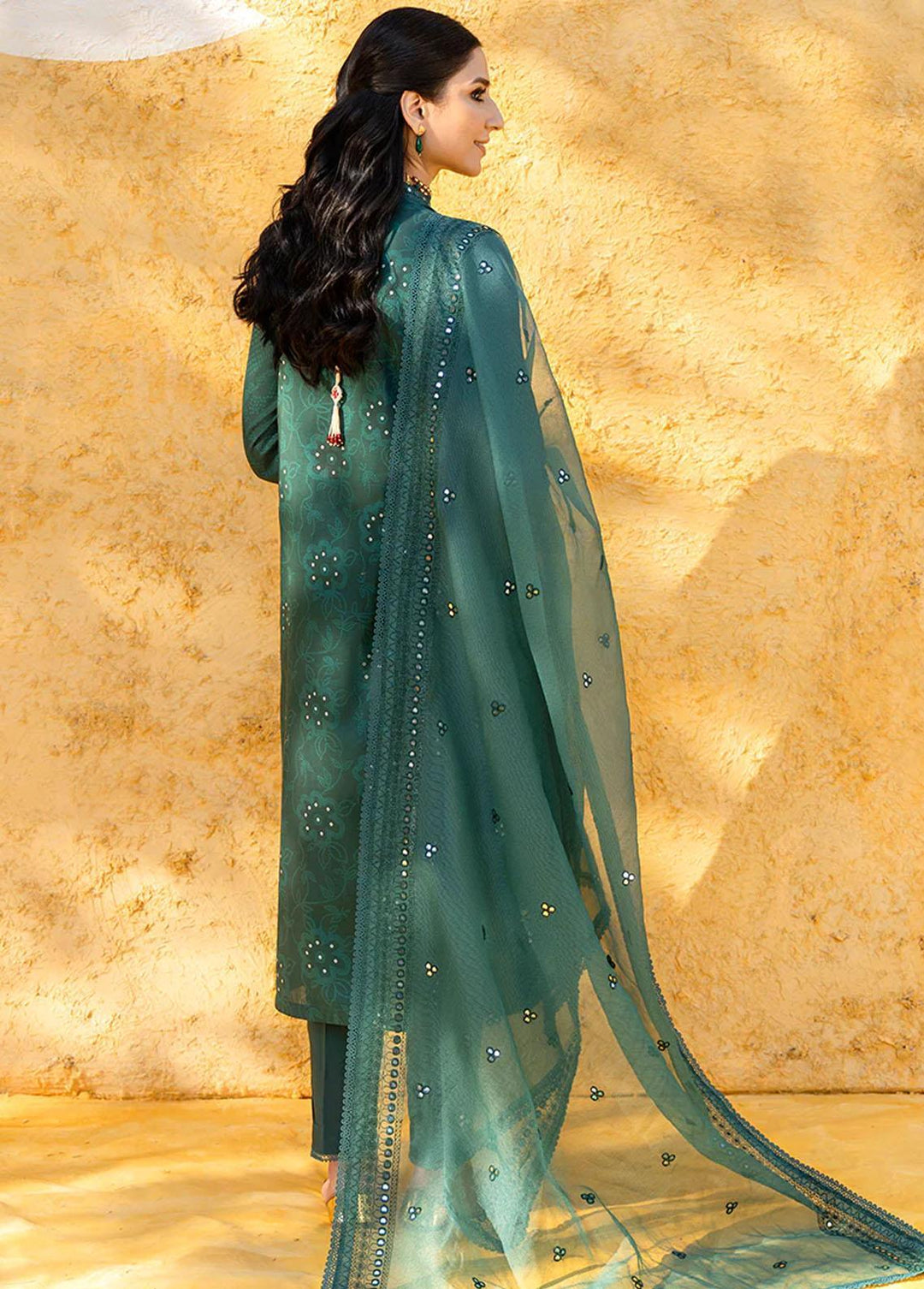 Uraan By Cross Stitch Embroidered Lawn Suits Unstitched 3 Piece CS23U Surreal Teal - Premium Collection