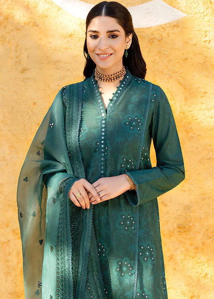 Uraan By Cross Stitch Embroidered Lawn Suits Unstitched 3 Piece CS23U Surreal Teal - Premium Collection