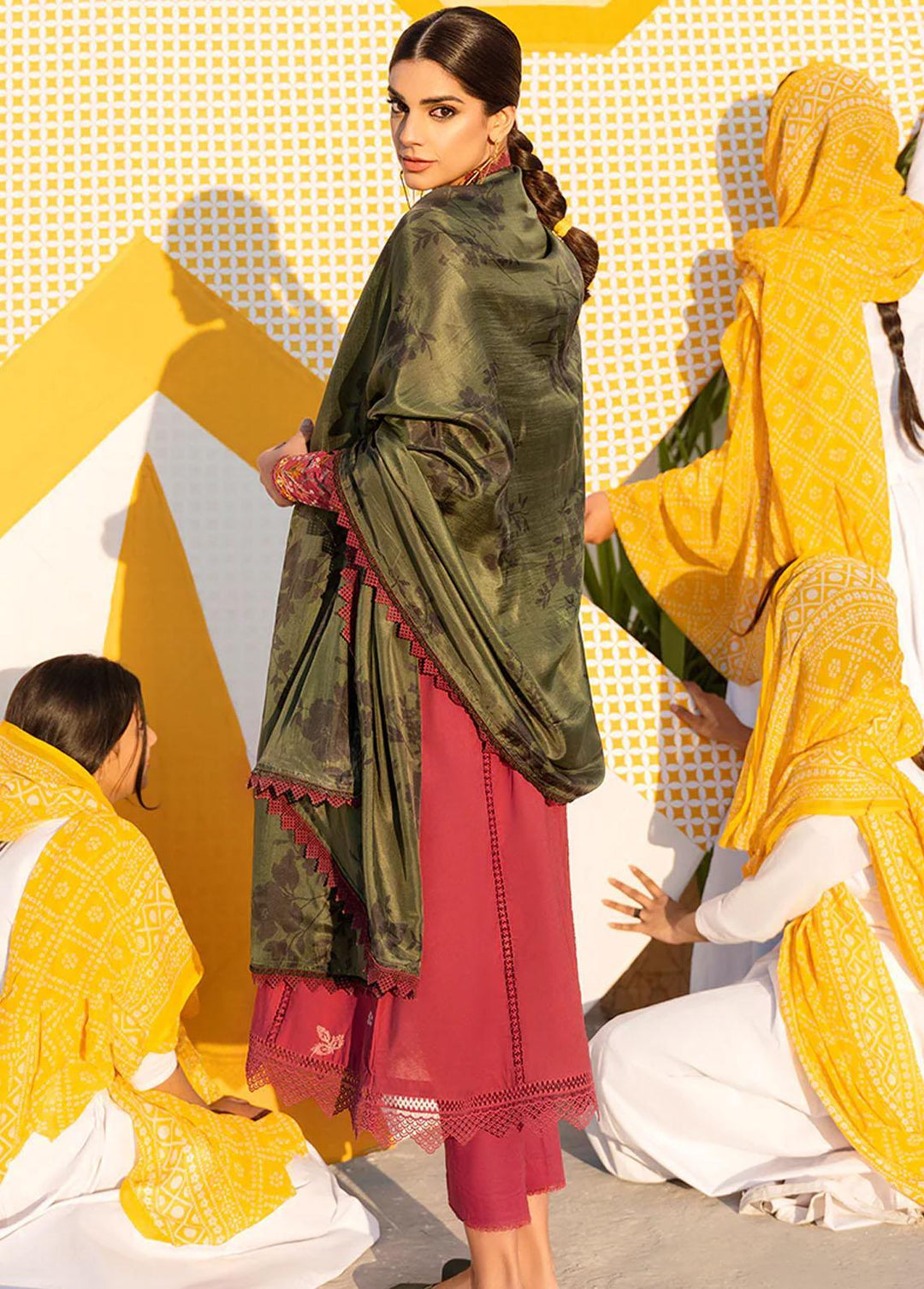 Uraan By Cross Stitch Embroidered Lawn Suits Unstitched 3 Piece CS23U Vivid Flamboyant - Premium Collection