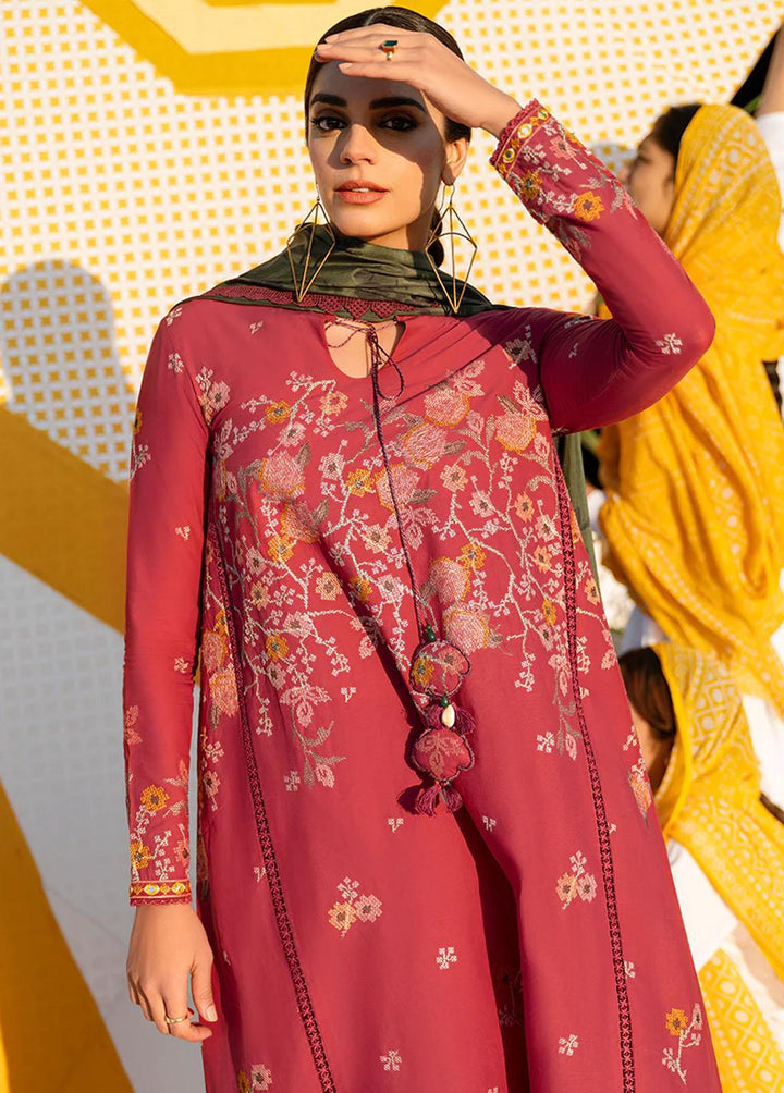 Uraan By Cross Stitch Embroidered Lawn Suits Unstitched 3 Piece CS23U Vivid Flamboyant - Premium Collection