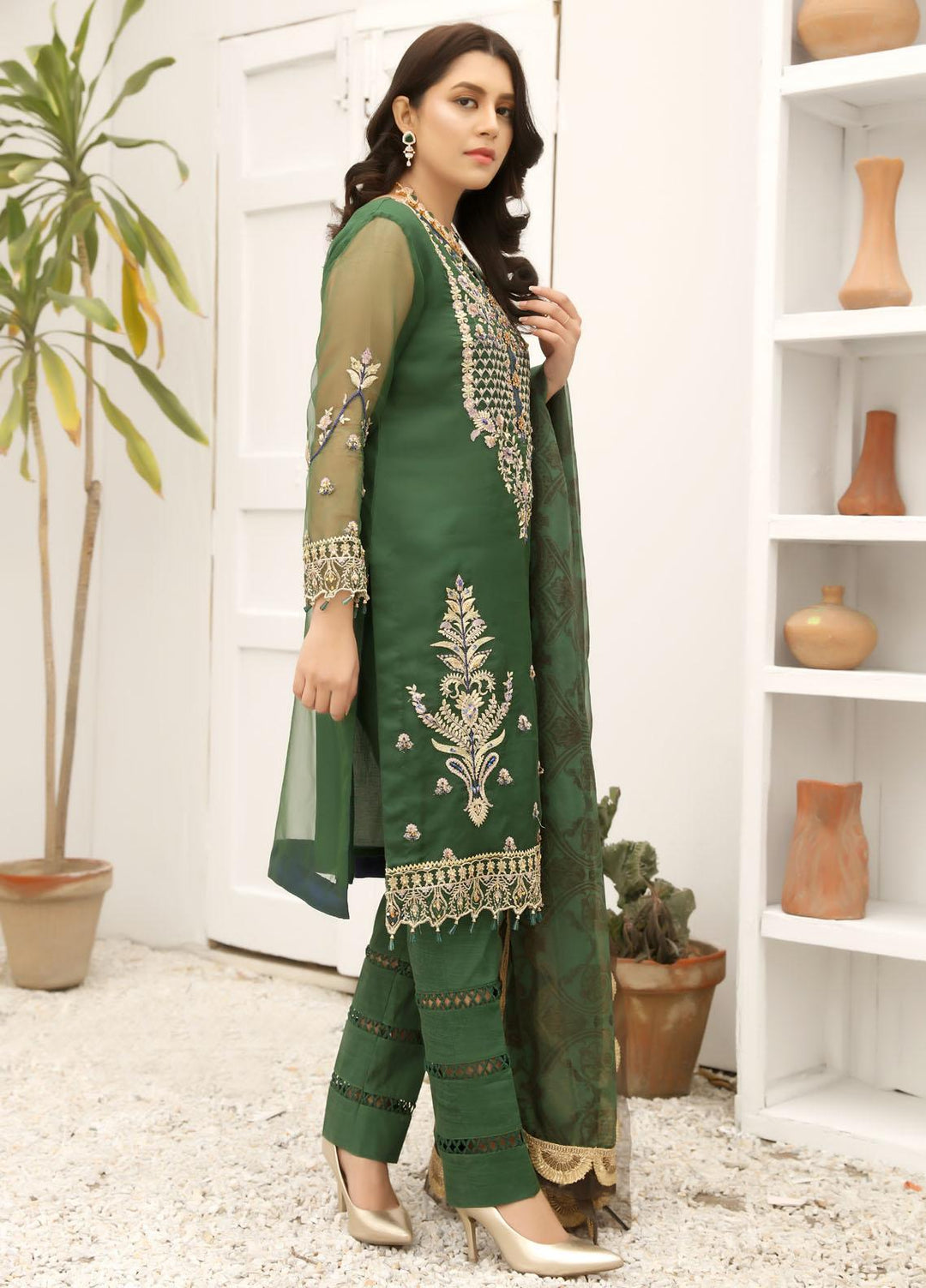 Uzman Yasen Luxury Pret  Organza 4 Piece Dress SANDAL JUGNI00SA115