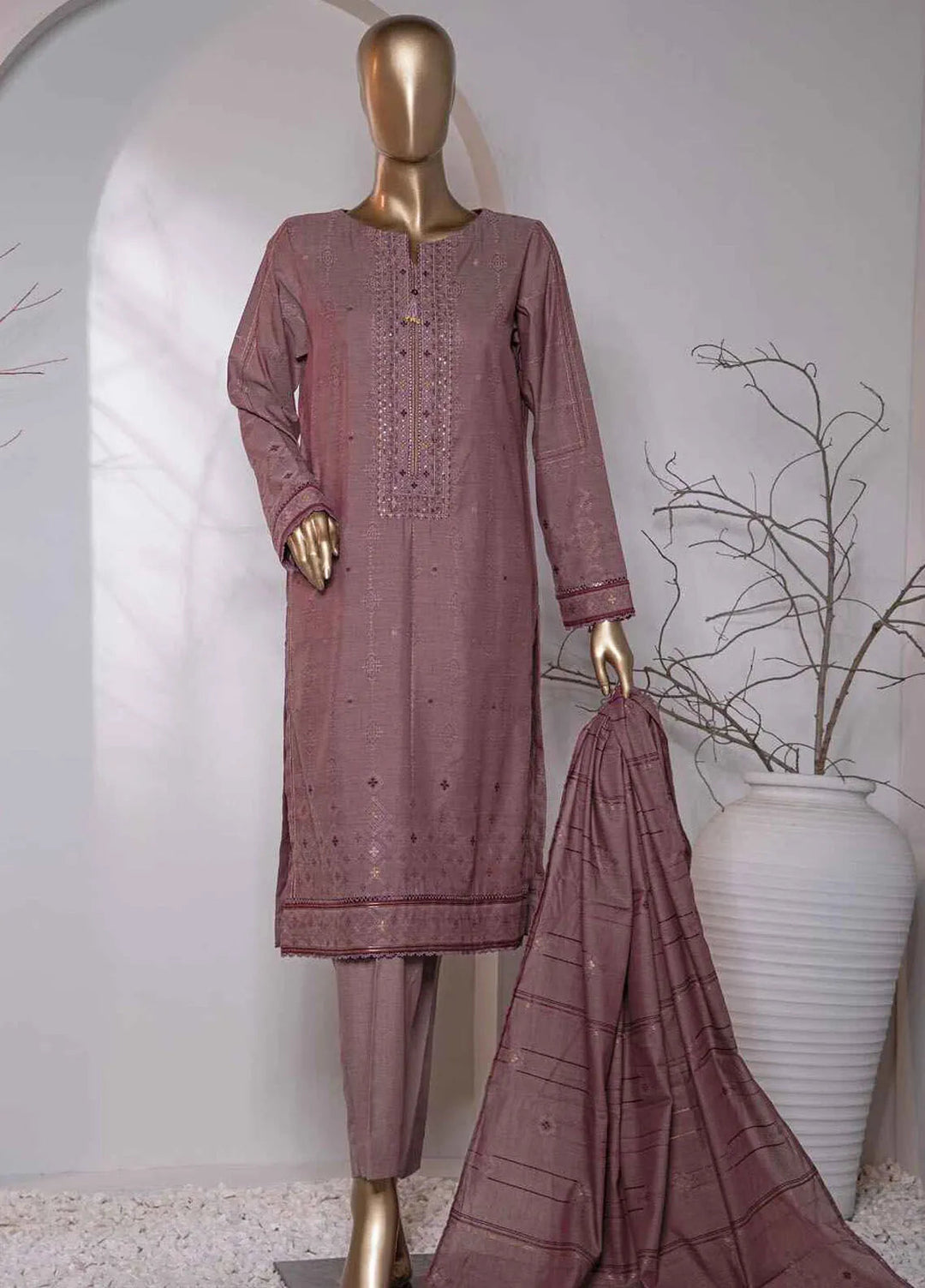 Valencia by Hz Textiles Printed Jacquard Suits Unstitched 3 Piece HZ24VW VJ-16 - Winter Collection