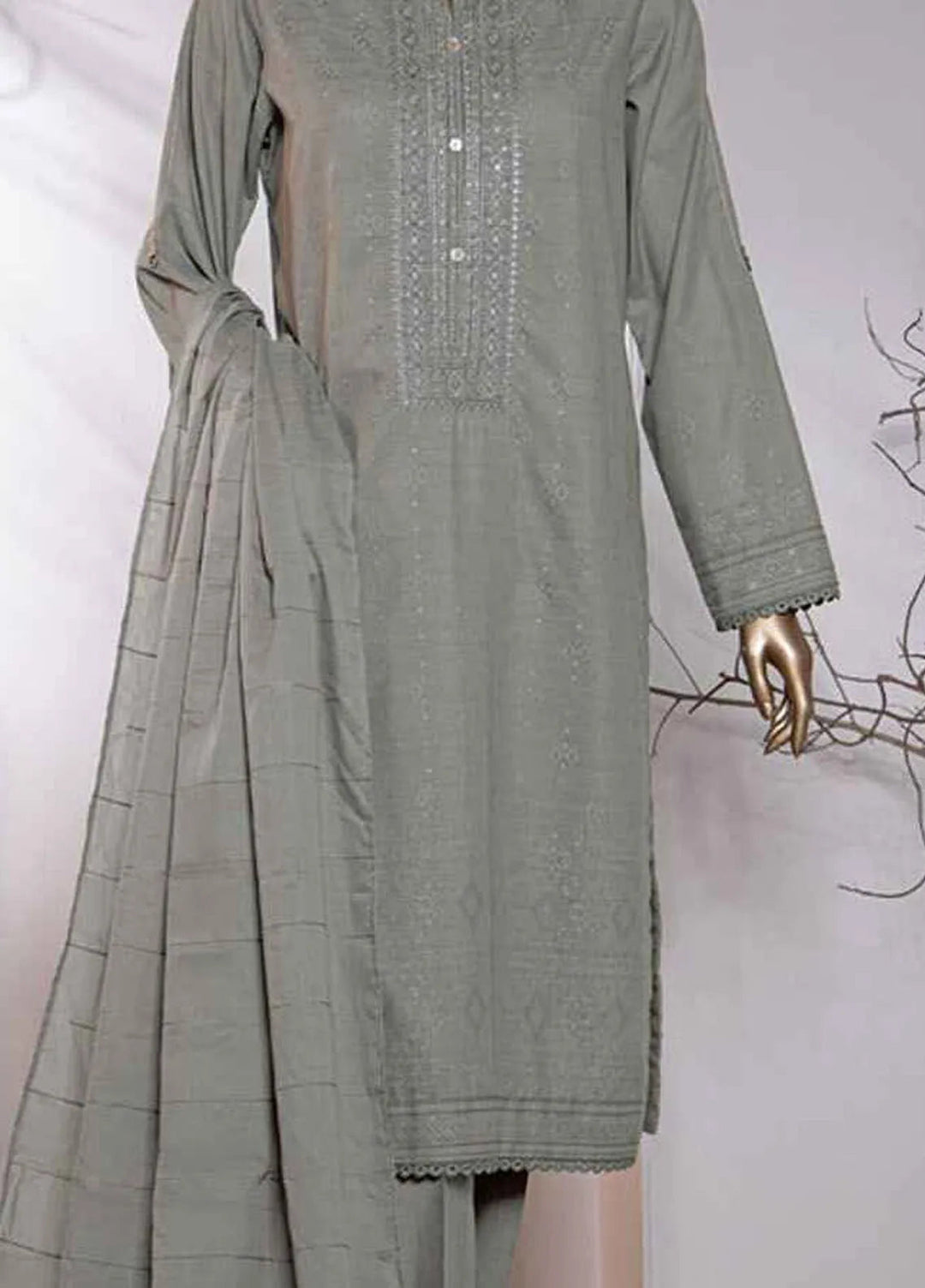 Valencia by Hz Textiles Printed Jacquard Suits Unstitched 3 Piece HZ24VW VJ-17 - Winter Collection