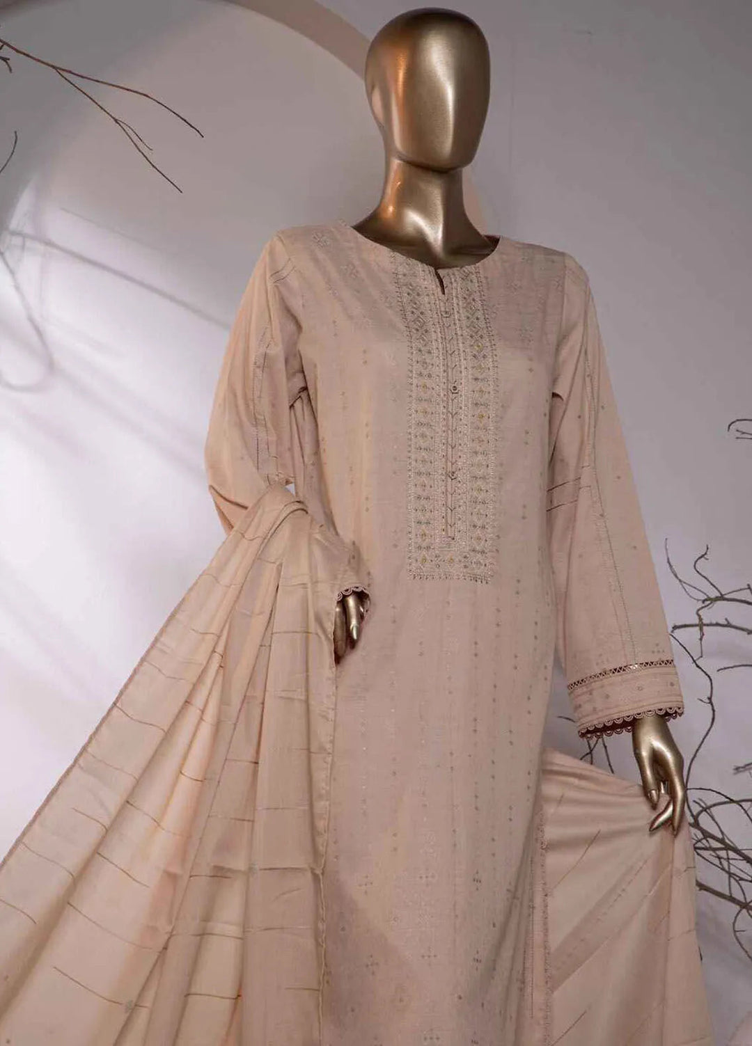 Valencia by Hz Textiles Printed Jacquard Suits Unstitched 3 Piece HZ24VW VJ-18 - Winter Collection