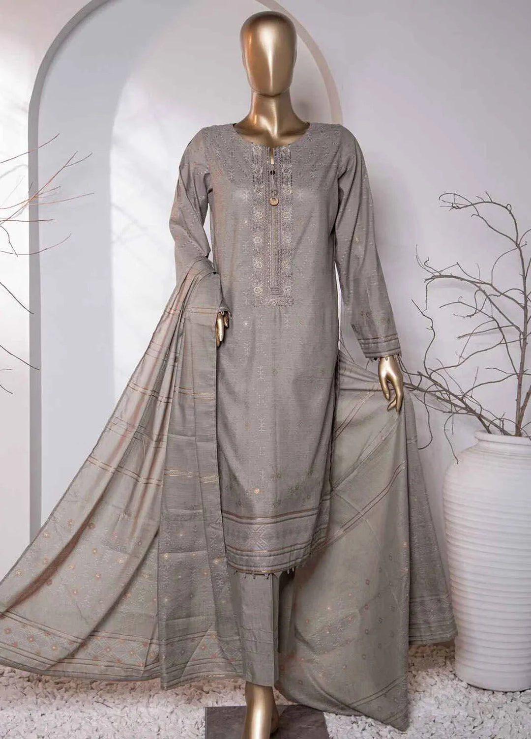 Valencia by Hz Textiles Printed Jacquard Suits Unstitched 3 Piece HZ24VW VJ-20 - Winter Collection