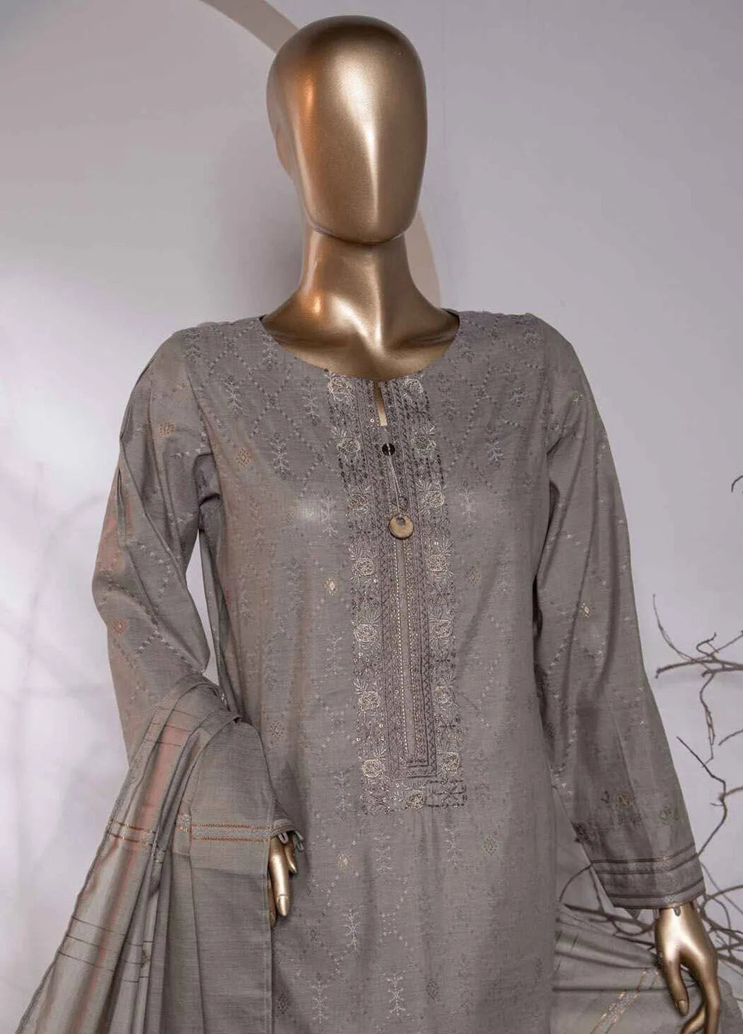 Valencia by Hz Textiles Printed Jacquard Suits Unstitched 3 Piece HZ24VW VJ-20 - Winter Collection