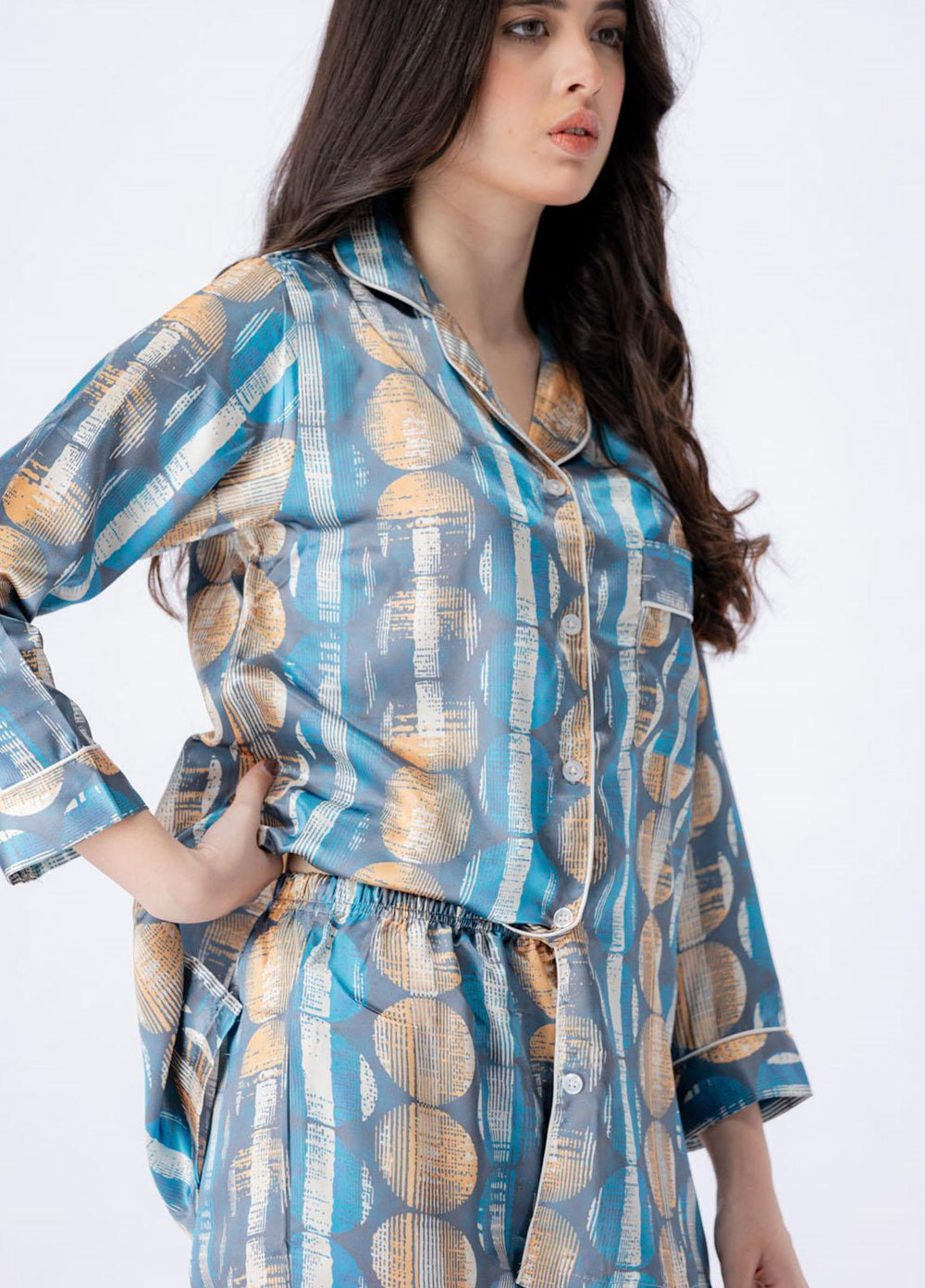 Valerie Pret Printed Satin Night Wear Pajama Set VDPJ1022-01