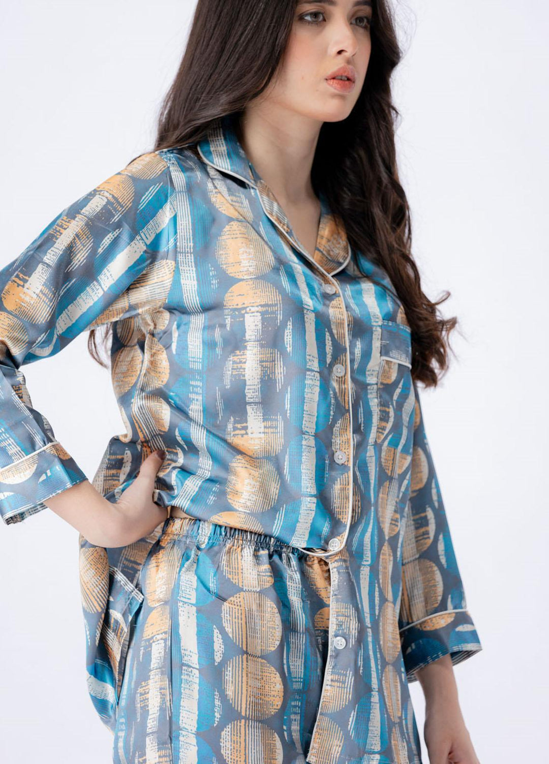 Valerie Pret Printed Satin Night Wear Pajama Set VDPJ1022-01