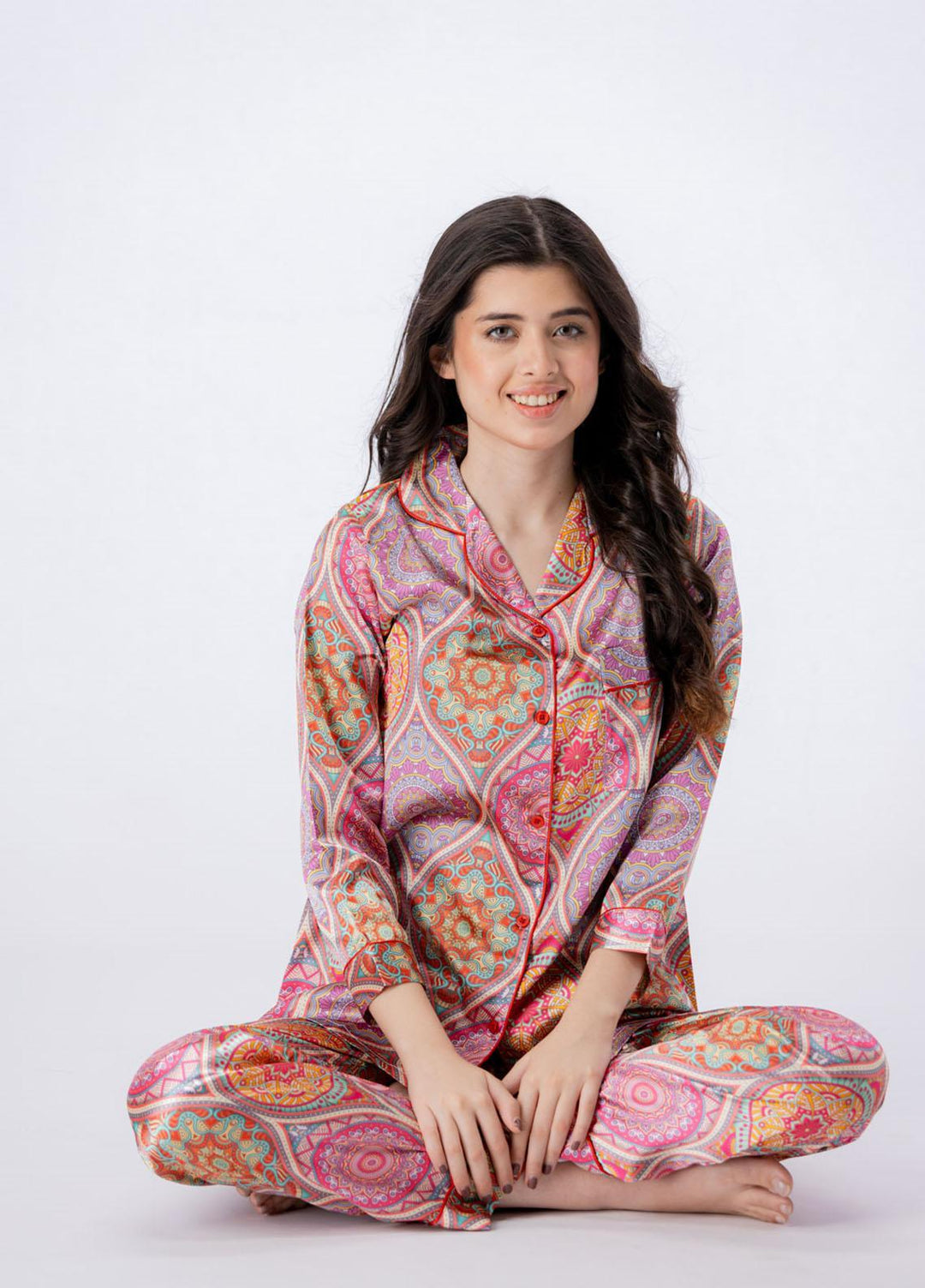 Valerie Pret Printed Satin Night Wear Pajama Set VDPJ1022-03