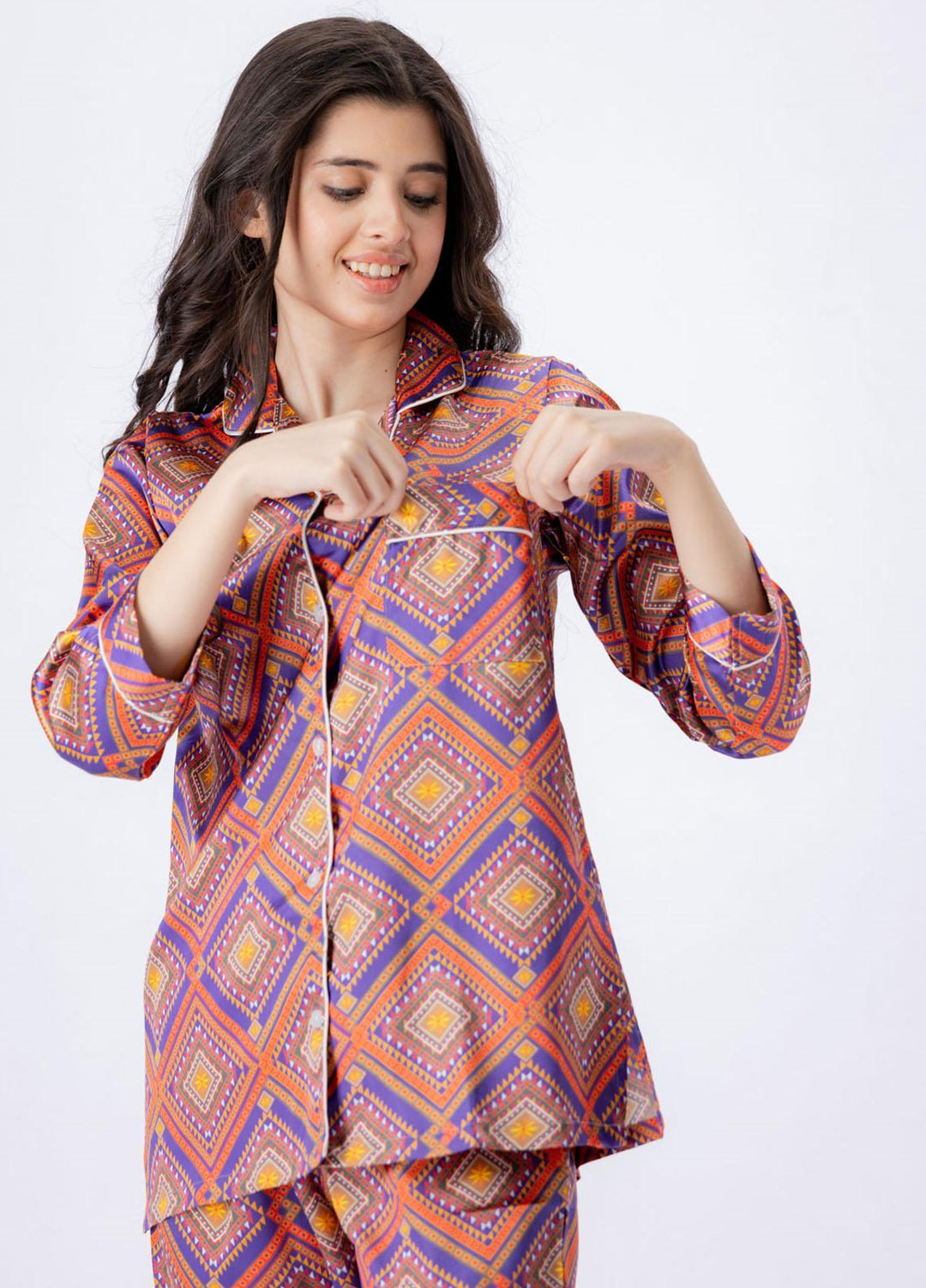 Valerie Pret Printed Satin Night Wear Pajama Set VDPJ1022-09