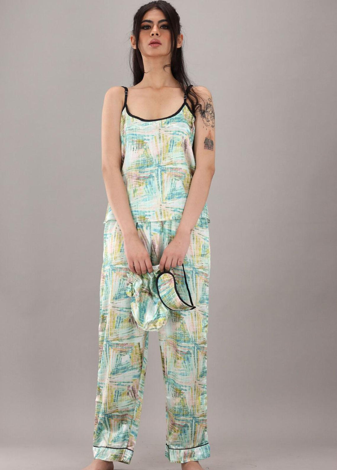 Valerie  7 Pcs Night Wear Satin Pajama Set CLK-ST-0026