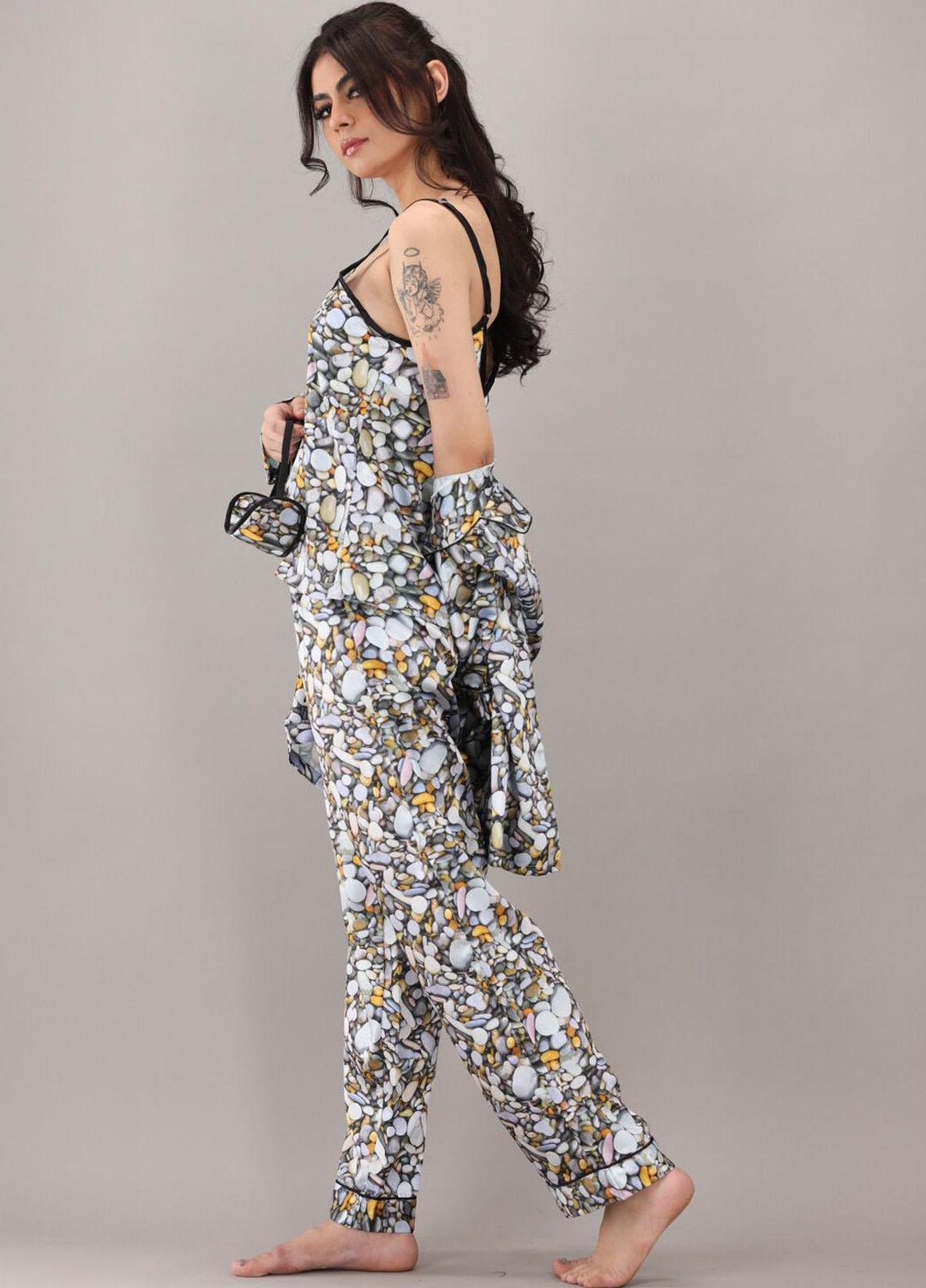 Valerie  7 Pcs Night Wear Satin Pajama Set CLK-ST-0038