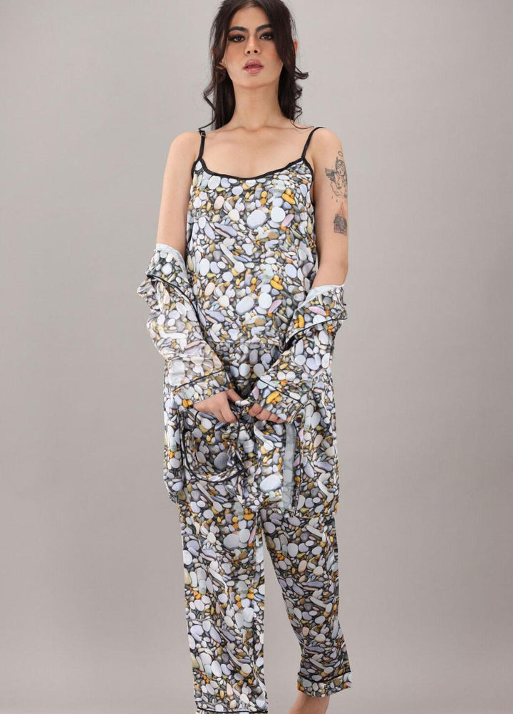 Valerie  7 Pcs Night Wear Satin Pajama Set CLK-ST-0038