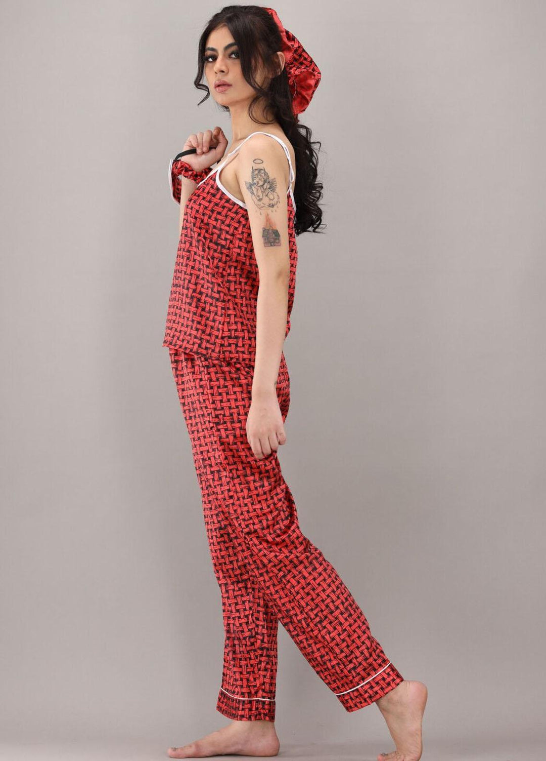 Valerie  7 Pcs Night Wear Satin Pajama Set CLK-ST-0044