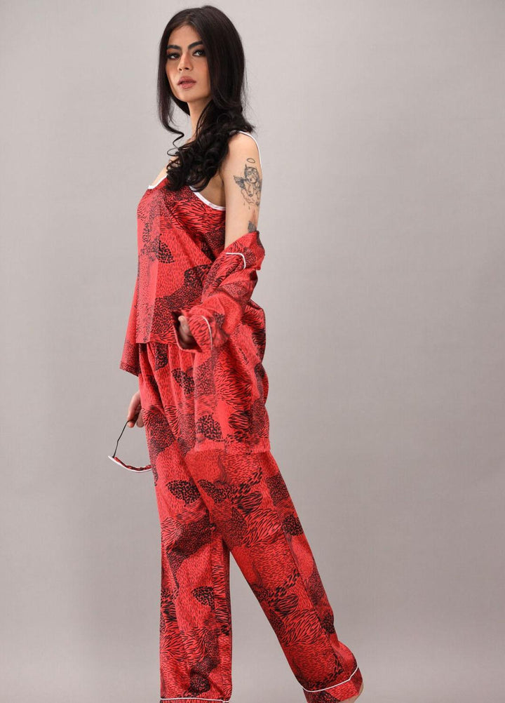 Valerie  7 Pcs Night Wear Satin Pajama Set CLK-ST-0047