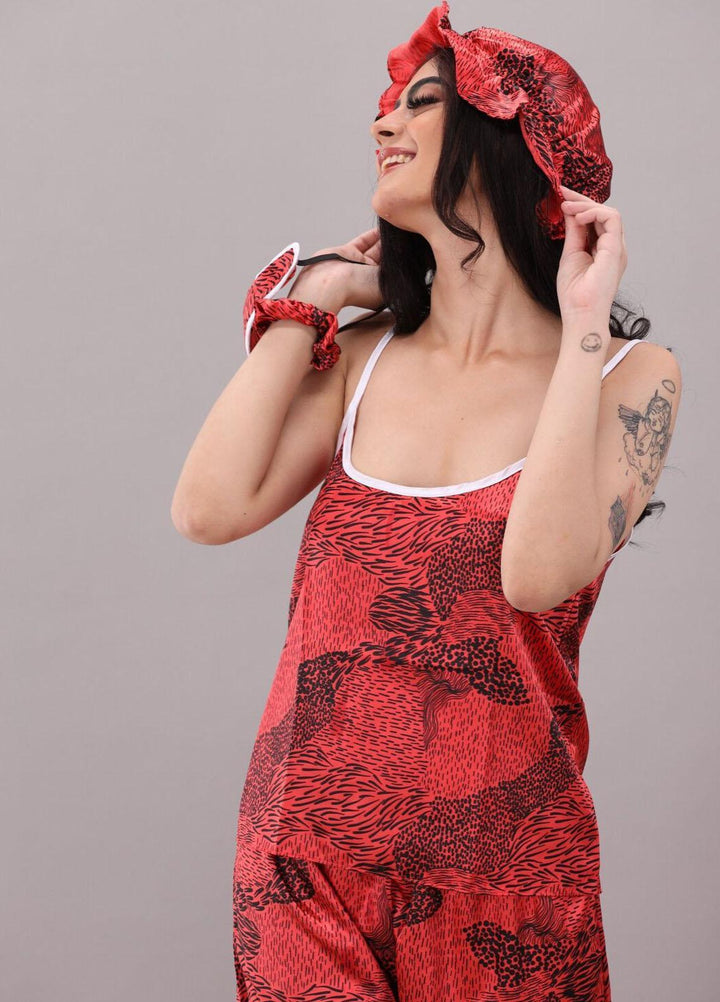 Valerie  7 Pcs Night Wear Satin Pajama Set CLK-ST-0047