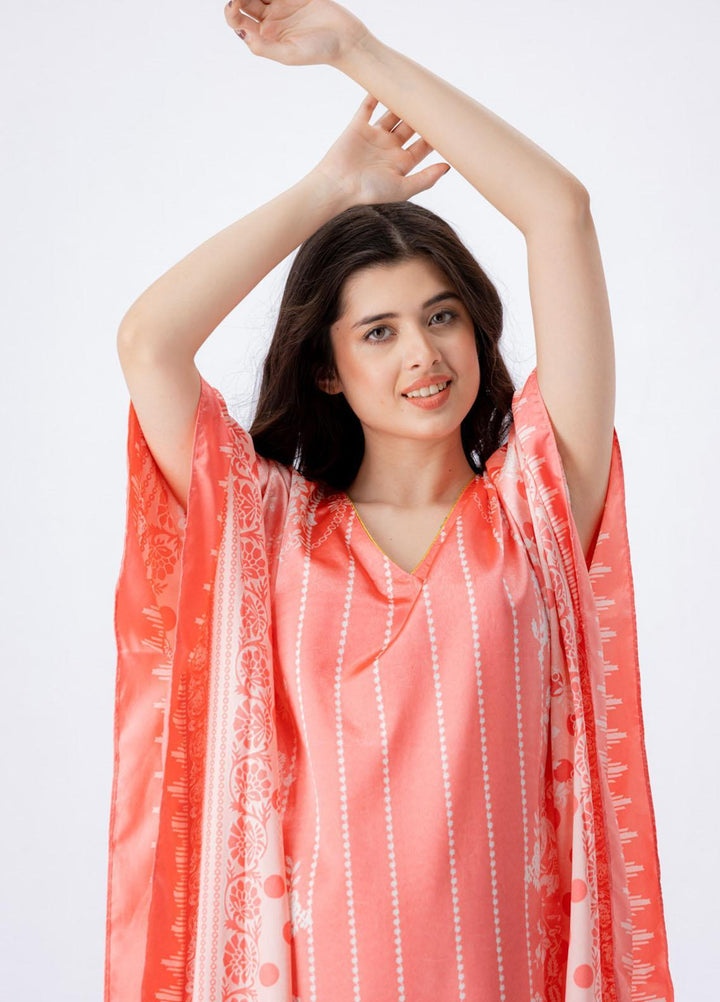 Valerie Long Caftan Collection 2022 Printed Satin Long Caftan Free Size  VKAF1022-101 - Night Dress